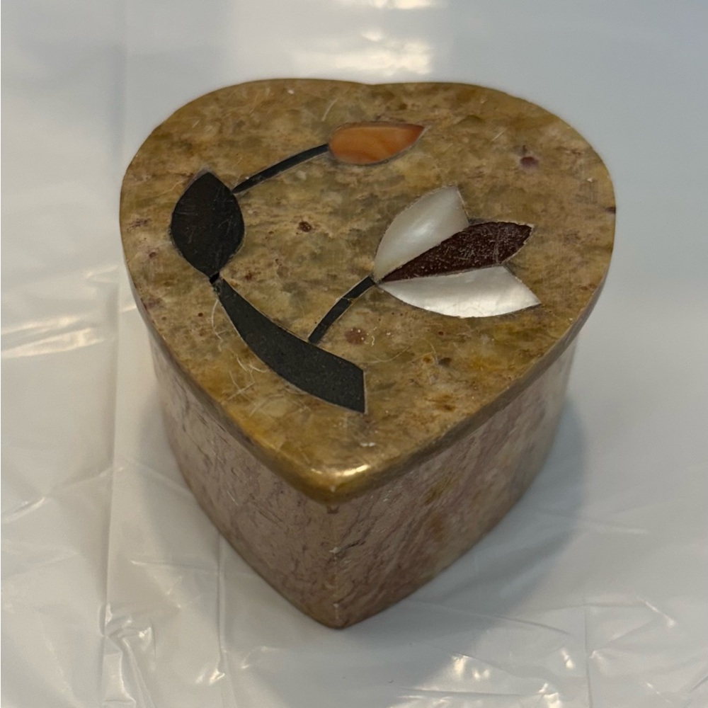 Heart-Shaped Stone Trinket Box
